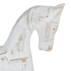 New Home Christmas Weihnachtsfiguren^Groses Deko-Schaukelpferd Aus Holz White-Washed