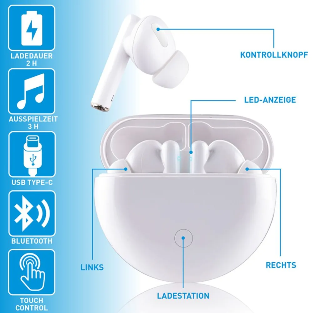 Grundig Multimedia^ True Wireless Bluetooth-Stereo-Ohrhorer Weis