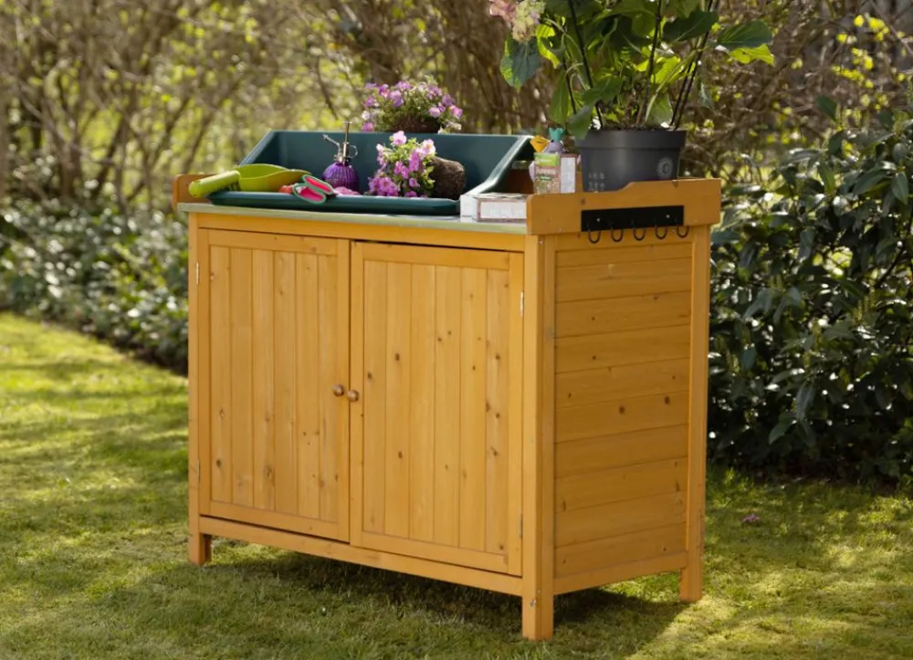 Grüner Jan Gartenschränke^Gruner Jan Holz-Pflanztisch Mit Stauraum 2In1 94X47X94Cm