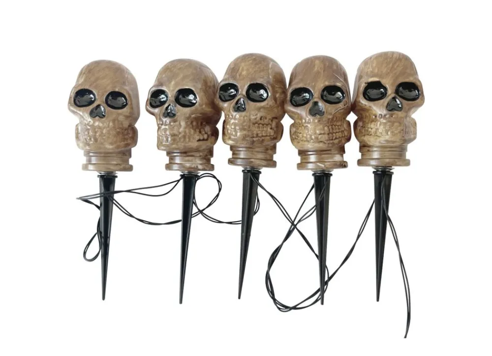 TP Leuchtdeko^Halloween Led-Gartenstecker Mit Timer 5 Leds Warmweis