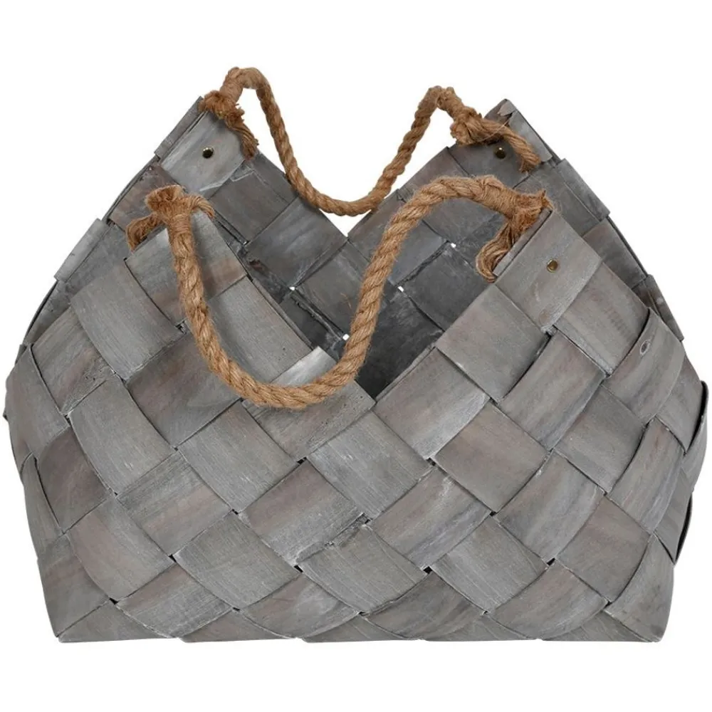 TP Körbe Und Taschen^HolzKörbe Eckig Mit Webmuster Und Jute-Kordeln 3Er-Set