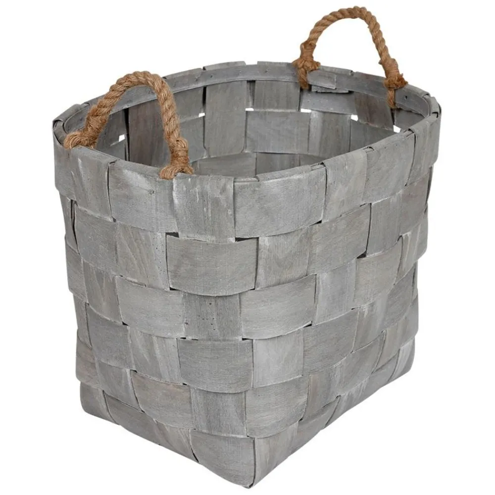 TP Körbe Und Taschen^HolzKörbe Rund Mit Webmuster Und Jute-Kordeln 3Er-Set