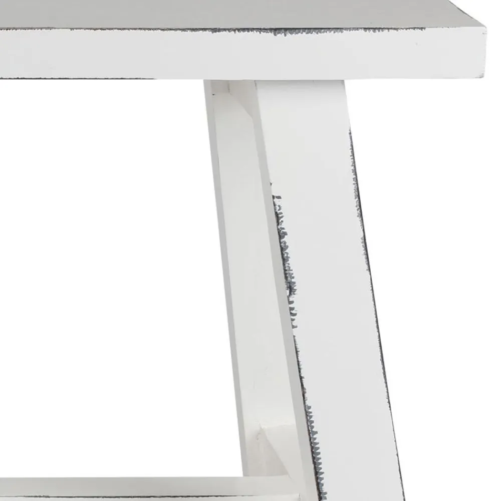 TP Sitzmöbel^Holz-Sitzbank Ranch Used-Look 90X34X46Cm Weis