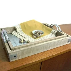 TP Bretter Und Tabletts^Holztablett-Set Mit Zinkplatte 2-Teilig