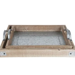 TP Bretter Und Tabletts^Holztablett-Set Mit Zinkplatte 2-Teilig
