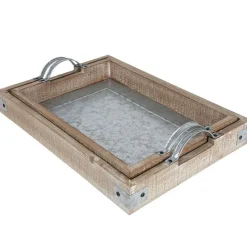 TP Bretter Und Tabletts^Holztablett-Set Mit Zinkplatte 2-Teilig