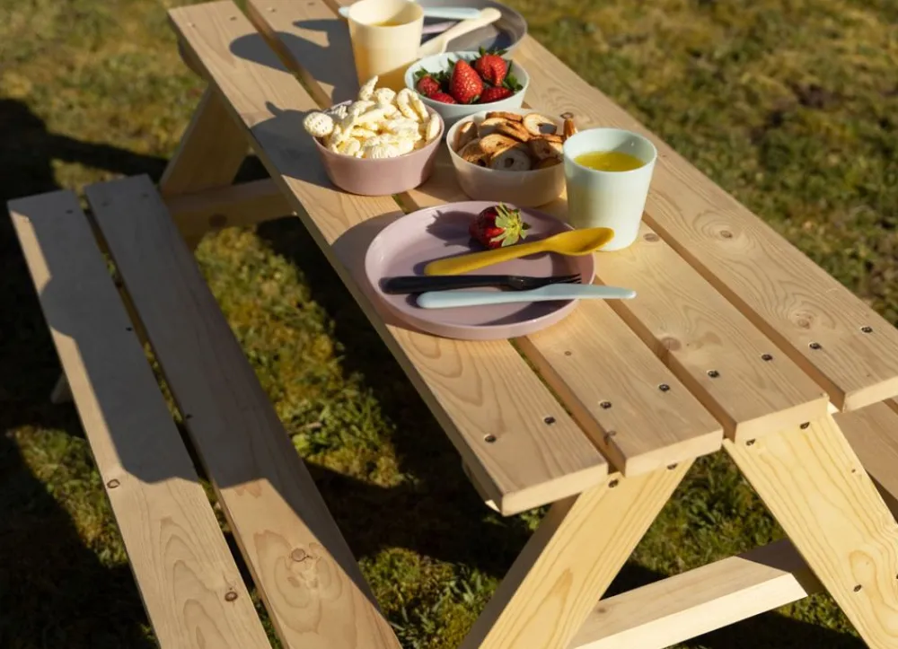 Sunny Moments Gartensitzgruppen^Kinder-Picknicktisch Aus Kiefernholz 90X50X79Cm