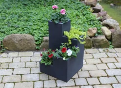 Jelenia Plast Pflanzkübel^Kubus Wendeltreppentopf 40X40Cm Anthrazit