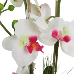 TP Kunstpflanzen Und Trockenblumen^Kunstliche Orchidee Mit 3 Rispen Weis/Pink