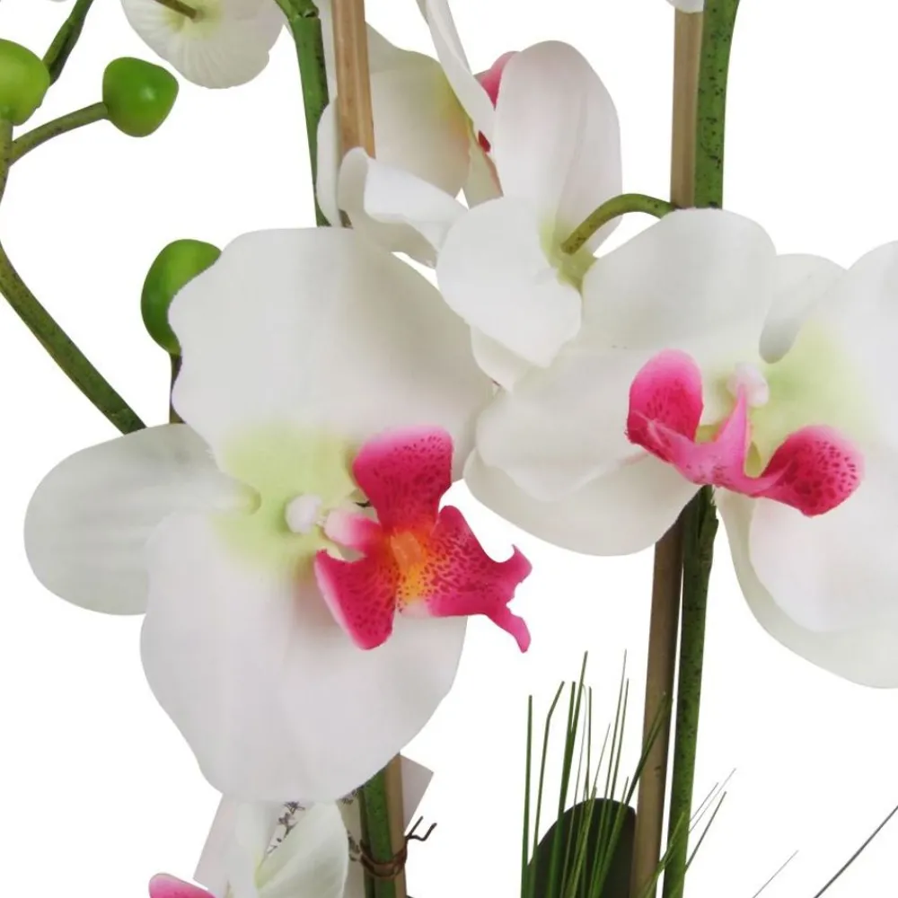 TP Kunstpflanzen Und Trockenblumen^Kunstliche Orchidee Mit 3 Rispen Weis/Pink