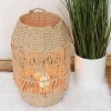 New Home Laternen Und Kerzenhalter^Laterne Aus Naturfaser Mit Glaseinsatz 36Cm