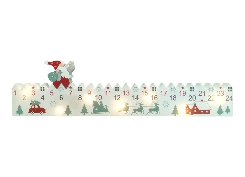 New Home Christmas Adventskalender^Led-Adventskalender Aus Holz Mit Timer 38X2X10Cm