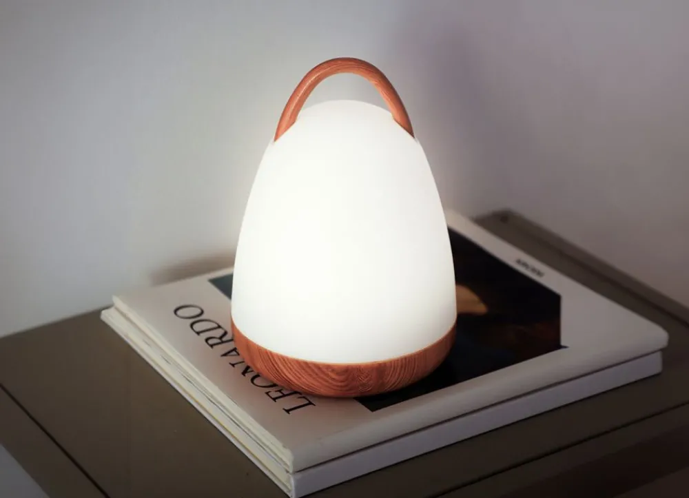 New Home Lampen Und Leuchten^Led-Lampe Mit Griff Und Boden In Holzoptik Outdoor/Indoor 18,5Cm Warmweis