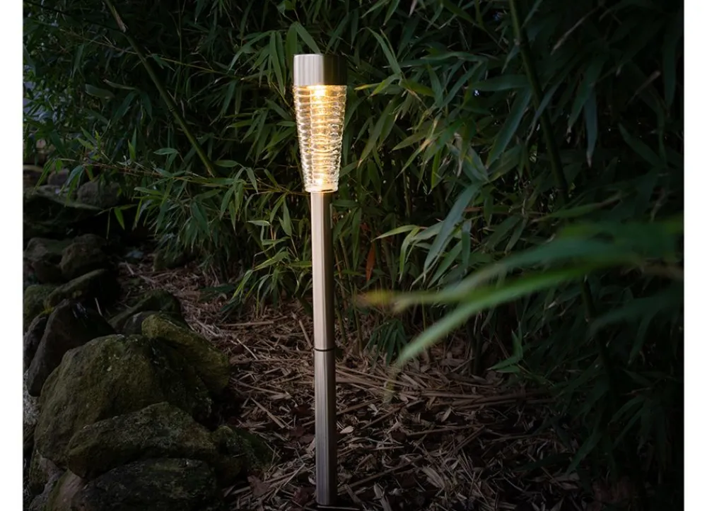 TP Lampen Und Leuchten^Led-Solar-Wegeleuchte Aus Edelstahl Und Echtglas 79Cm Warmweis