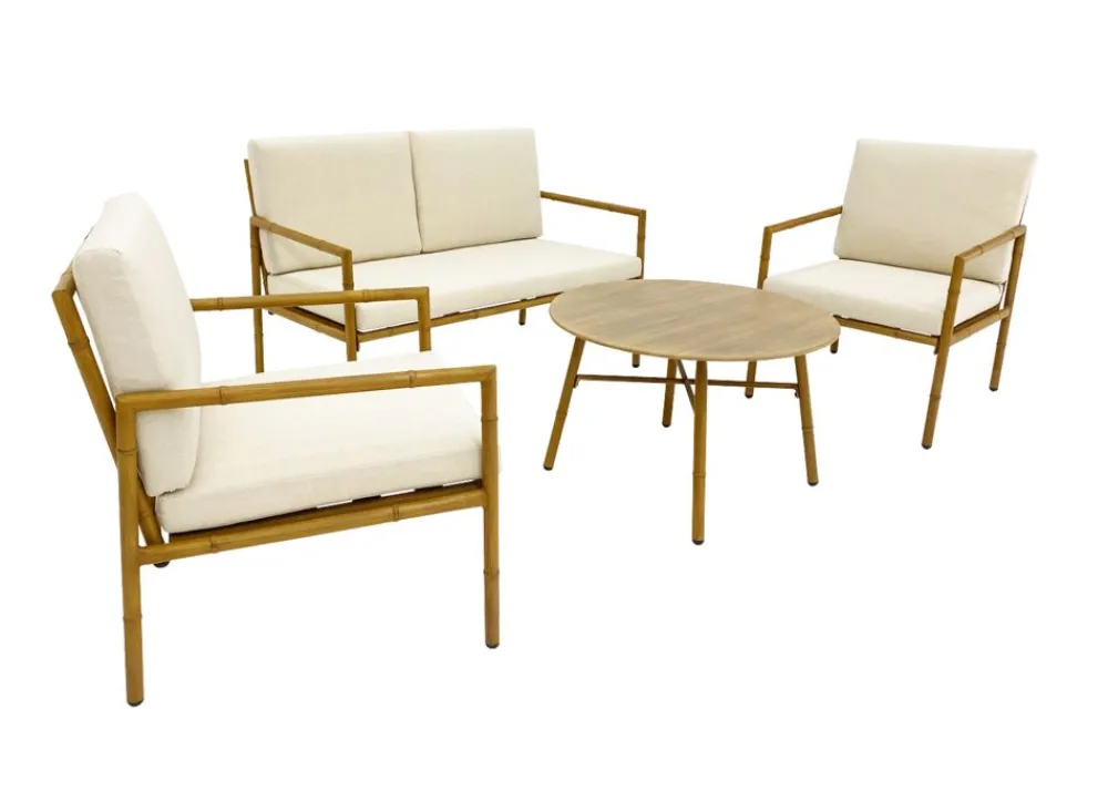 Sunny Moments Gartensitzgruppen^Lounge-Sitzgruppe Mit Sitzkissen In Bambusoptik