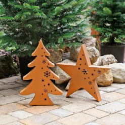 TP Gartenfiguren^Metall-Deko Tanne Im Cut-Out Design 40Cm