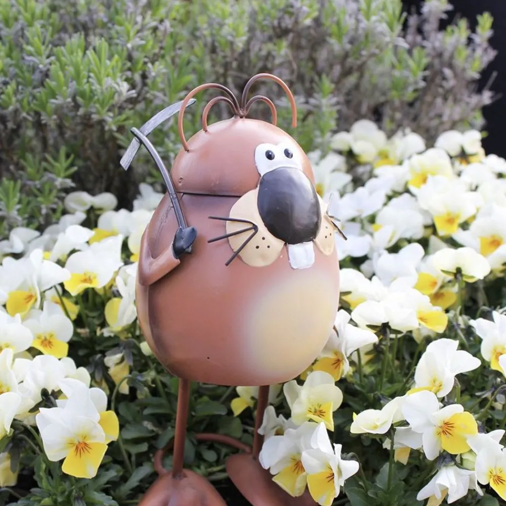 TP Gartenfiguren^Metall-Dekofigur Maulwurf Mit Wackelkorper