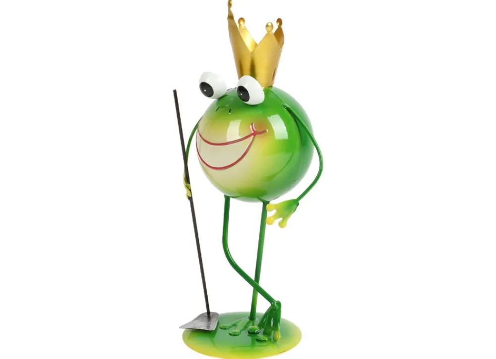 TP Gartenfiguren^Metallfrosch Stehend Mit Gartenwerkzeug 28,5Cm