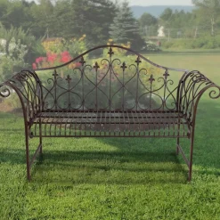 TP Gartenbänke^Metall-Gartenbank Rostbraun