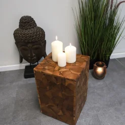 TP Sitzmöbel^Mosaik-Hocker Aus Massivem Teakholz