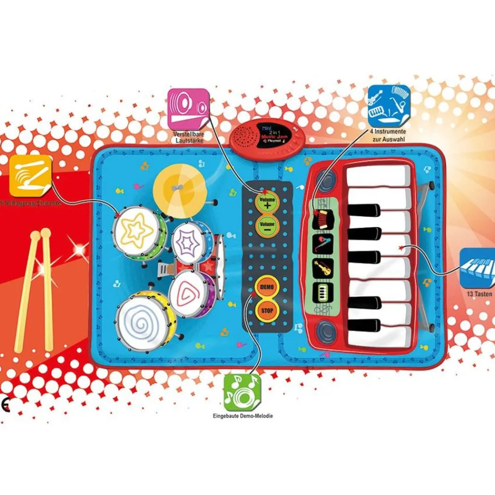 TP Spielzeug Für Drinnen^Musikmatte 2In1 Schlagzeug & Klavier
