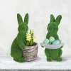 New Home Easter Gartenfiguren^Osterhase In Gras-Optik Mit Deko-Blatt
