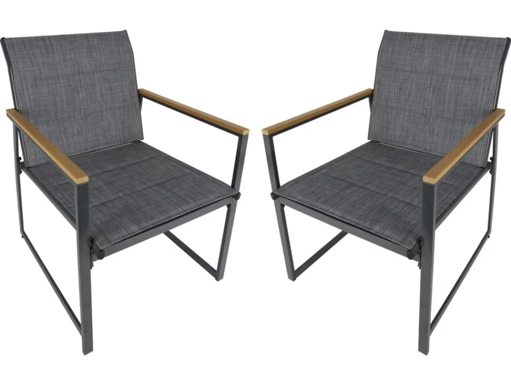 Sunny Moments Gartenstühle^Outdoor-Loungesessel Aus Metall Mit Textilbespannung 2Er-Set