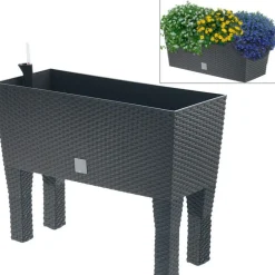 Prosperplast Hochbeete^Polyrattan-Blumenbank Mit Bewasserung 80X32Cm Anthrazit