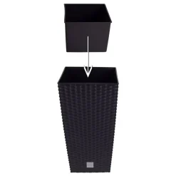 Prosperplast Pflanzkübel^Polyrattan-Pflanztopf Mit Einsatz 22X42X22Cm Anthrazit