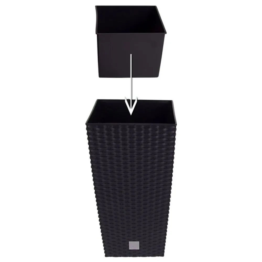 Prosperplast Pflanzkübel^Polyrattan-Pflanztopf Mit Einsatz 22X42X22Cm Anthrazit