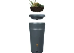 4rain Regentonnen^ Azura 2In1 Regenspeicher 230L Mit Pflanzschale Graphitgrau
