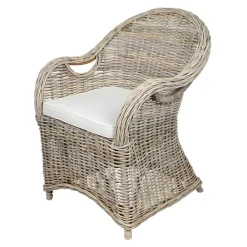 TP Sitzmöbel^Rattansessel Athena Mit Sitzkissen 4Er-Set Natural-Grey