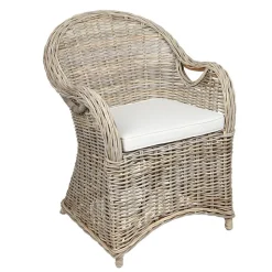 TP Sitzmöbel^Rattansessel Athena Mit Sitzkissen 4Er-Set Natural-Grey