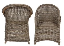 TP Sitzmöbel^Rattansessel Athena Mit Sitzkissen 4Er-Set Natural-Grey