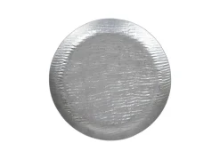 TP Vasen Und Schalen^Rundes Metall-Dekotablett 37Cm Silber