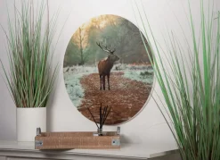 Seasons & Style Sonstige Innendeko^Rundes Wandbild Aus Mdf 58Cm Hirsch Im Wald