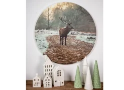 Seasons & Style Sonstige Innendeko^Rundes Wandbild Aus Mdf 58Cm Hirsch Im Wald