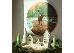 Seasons & Style Sonstige Innendeko^Rundes Wandbild Aus Mdf 58Cm Hirsch Im Wald