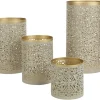 TP Laternen Und Kerzenhalter^Saulen-Windlichter Aus Metall Beige/Gold 4Er-Set