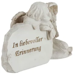 TP Gartenfiguren^Schlafender Engel Mit Grabstein In Liebevoller Erinnerung