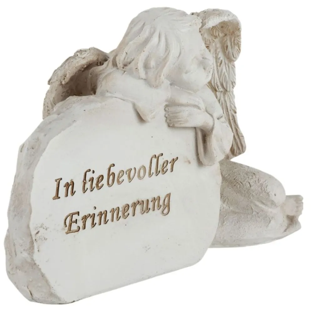 TP Gartenfiguren^Schlafender Engel Mit Grabstein In Liebevoller Erinnerung