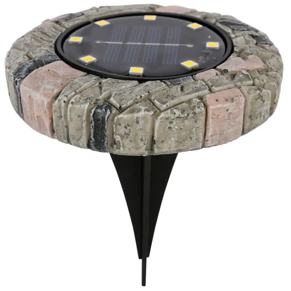 TP Lampen Und Leuchten^Solar-Bodenstecker Steinoptik Mit 8 Leds Warmweis