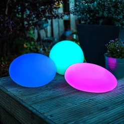 TP Leuchtdeko^Solar-Led-Gartenleuchte Kiesel 35X23Cm