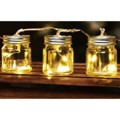 TP Lichterketten^Solar-Lichterkette Mit 8 Dekoglasern Und 24 Leds Warmweis