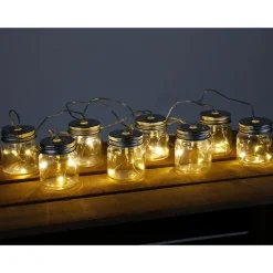 TP Lichterketten^Solar-Lichterkette Mit 8 Dekoglasern Und 24 Leds Warmweis