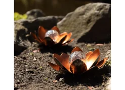 TP Leuchtdeko^Solar-Lotusblume Mit Crackleglaskugel Und Led-Beleuchtung Warmweis