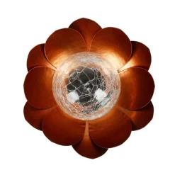 TP Leuchtdeko^Solar-Lotusblume Mit Crackleglaskugel Und Led-Beleuchtung Warmweis