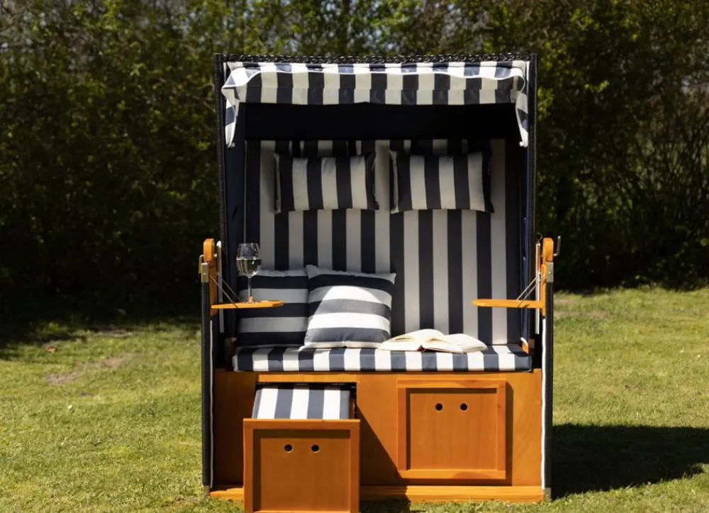 Pseudohersteller Strandkörbe^Strandkorb Ostsee Deluxe Blau/Weis