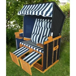 Pseudohersteller Strandkörbe^Strandkorb Ostsee Deluxe Blau/Weis