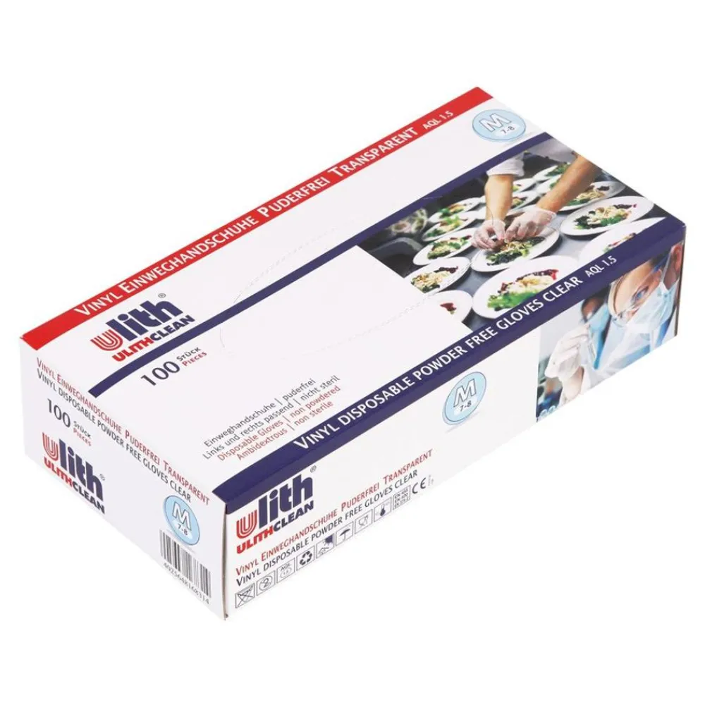 ulith Haushaltshelfer^ Vinyl-Einweghandschuhe Puderfrei 100 Stuck Gr. M